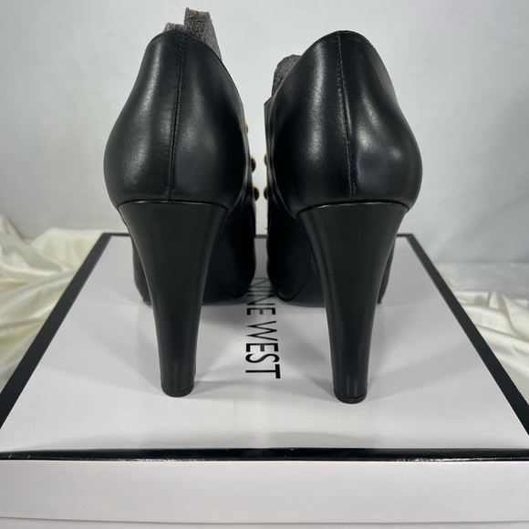NEW w/Flaws Nine West Leather Black Brianny Bootie Boot Heel Shoe Size 11 - Picture 6 of 12